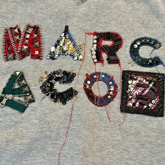 Marc Jacobs Gray Crewneck Sweater with Graphic Design - Picture 7 of 12